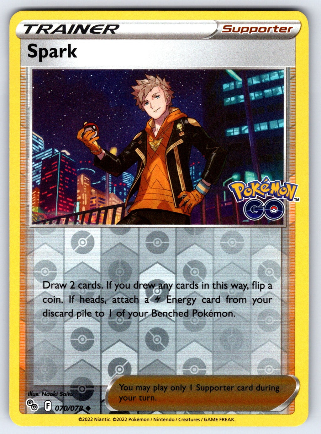 Spark Reverse Holo Uncommon Pokemon GO 070/078 NM 2022