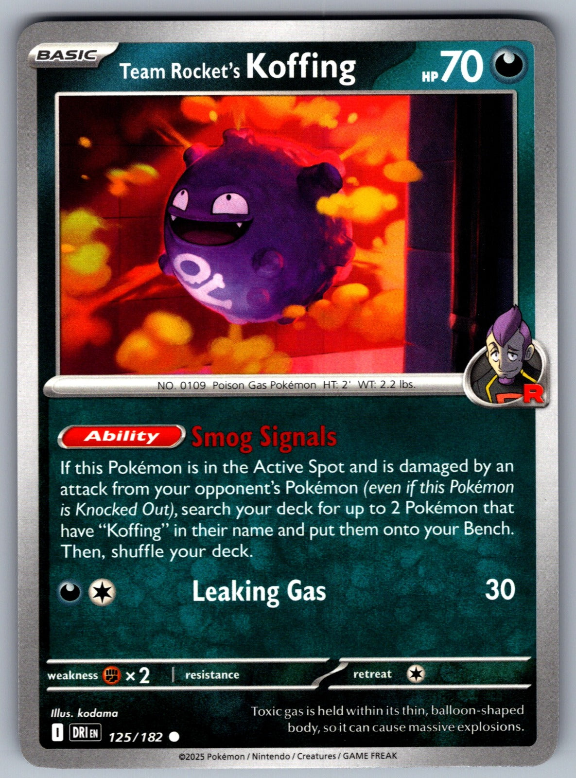 Team Rocket's Koffing Common SV10: Destined Rivals 125/182 NM 2025