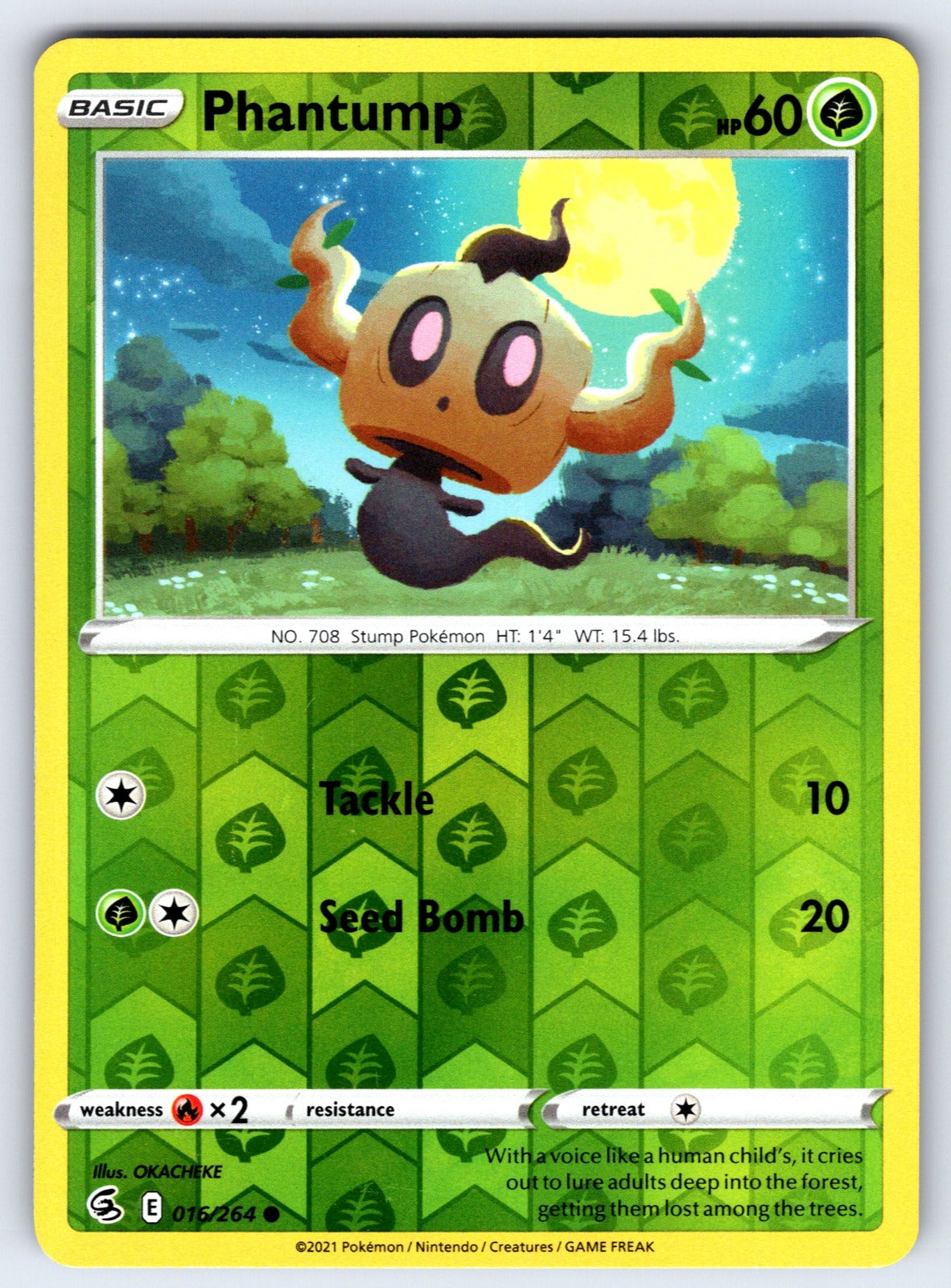 Phantump Reverse Holo Common SWSH08: Fusion Strike 016/264 NM 2021