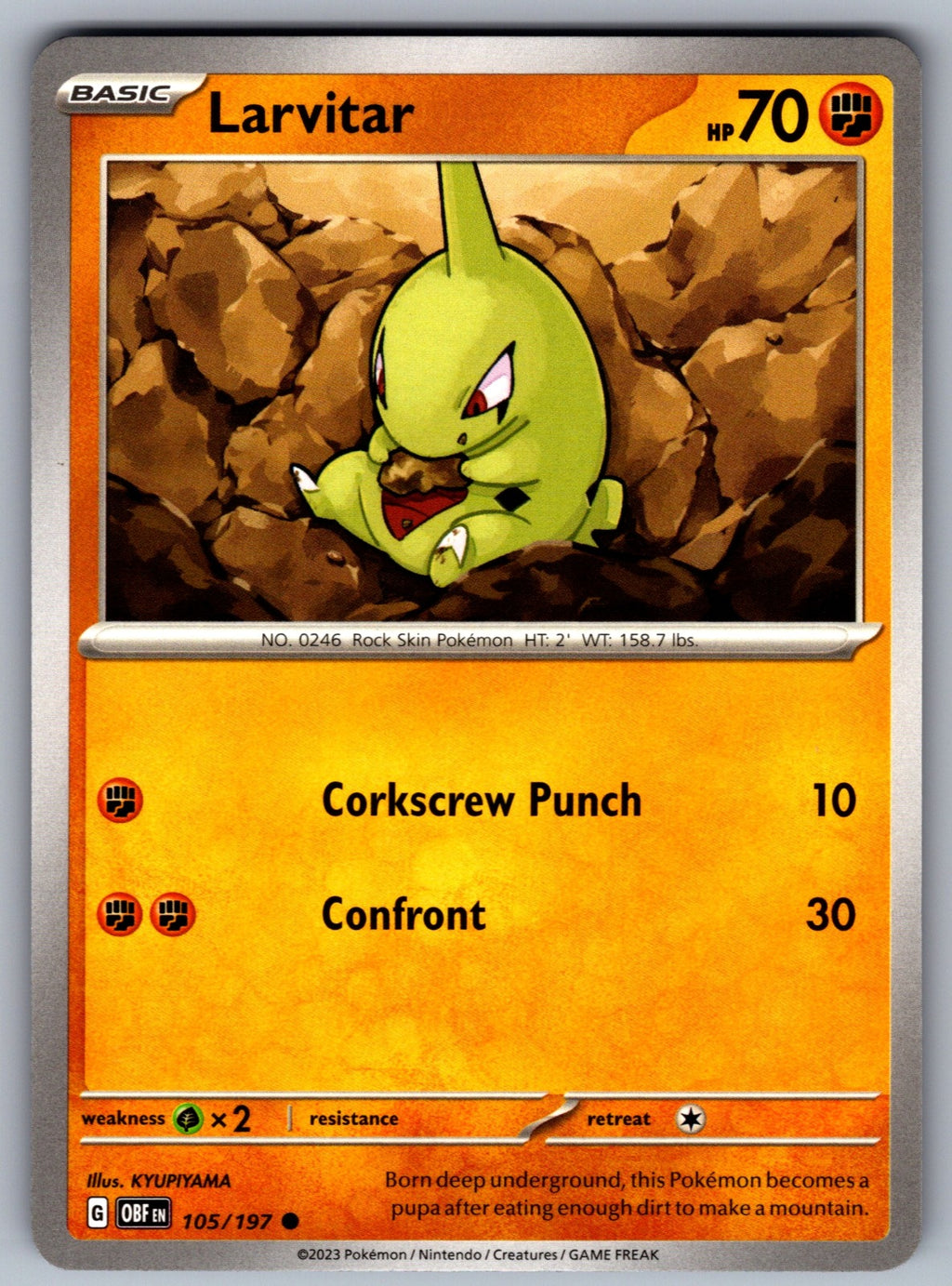 Larvitar Common SV03: Obsidian Flames 105/197 NM 2023