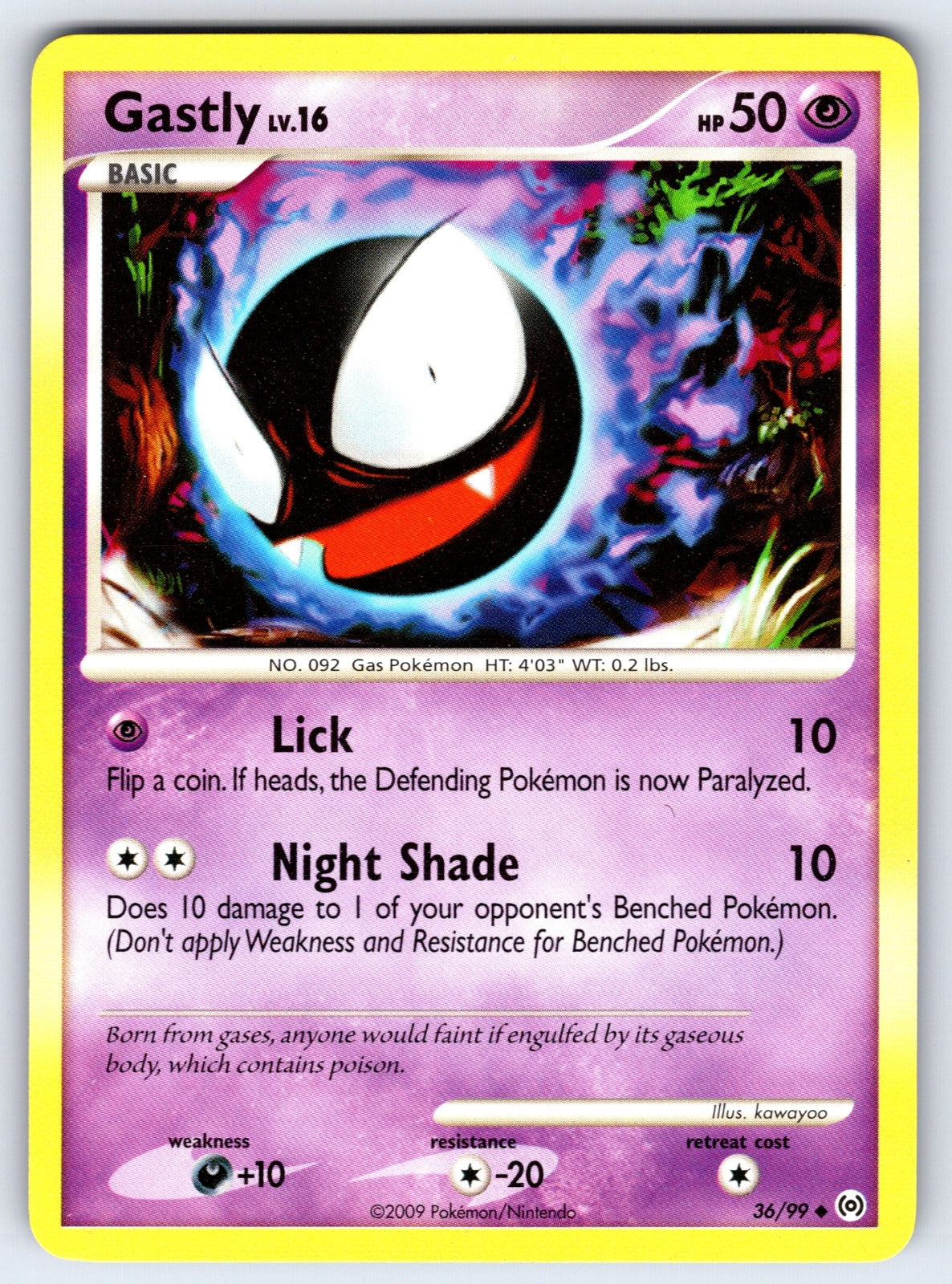 Gastly (36) Uncommon Arceus 36/99 LP 2009