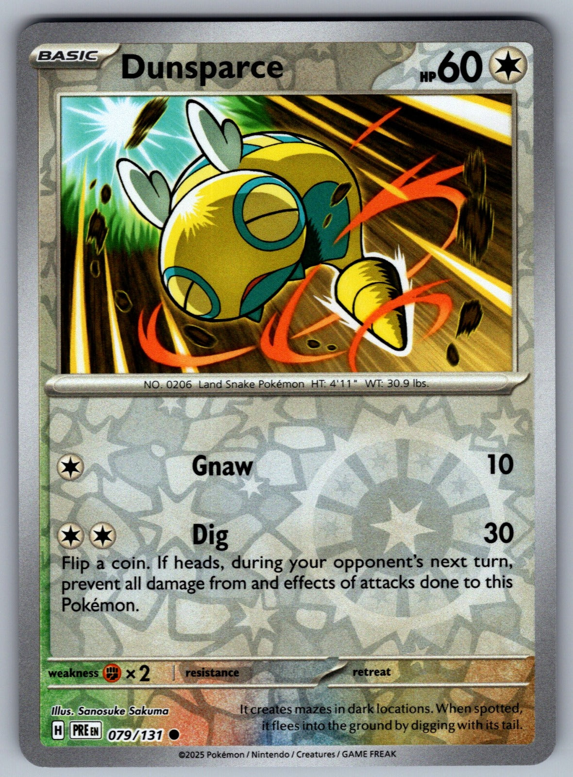 Dunsparce Reverse Holo Common SV: Prismatic Evolutions 079/131 NM 2025