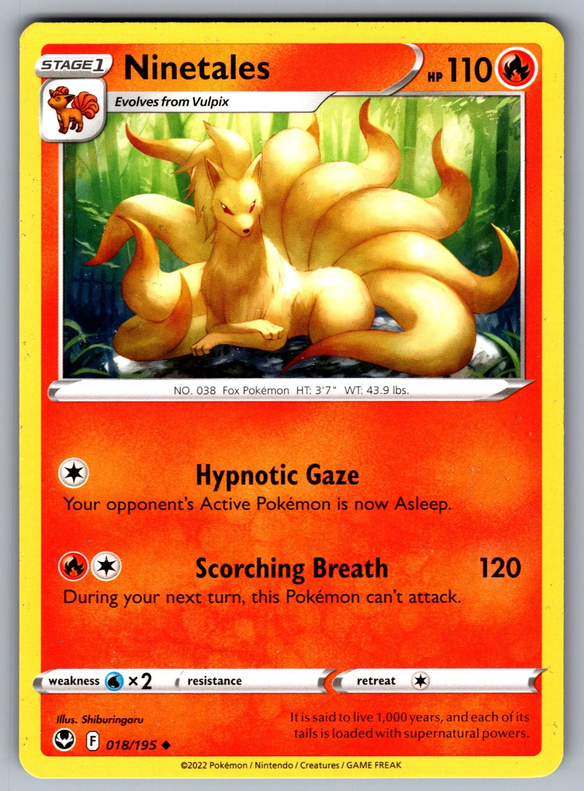 Ninetales Uncommon SWSH12: Silver Tempest 018/195 NM 2022