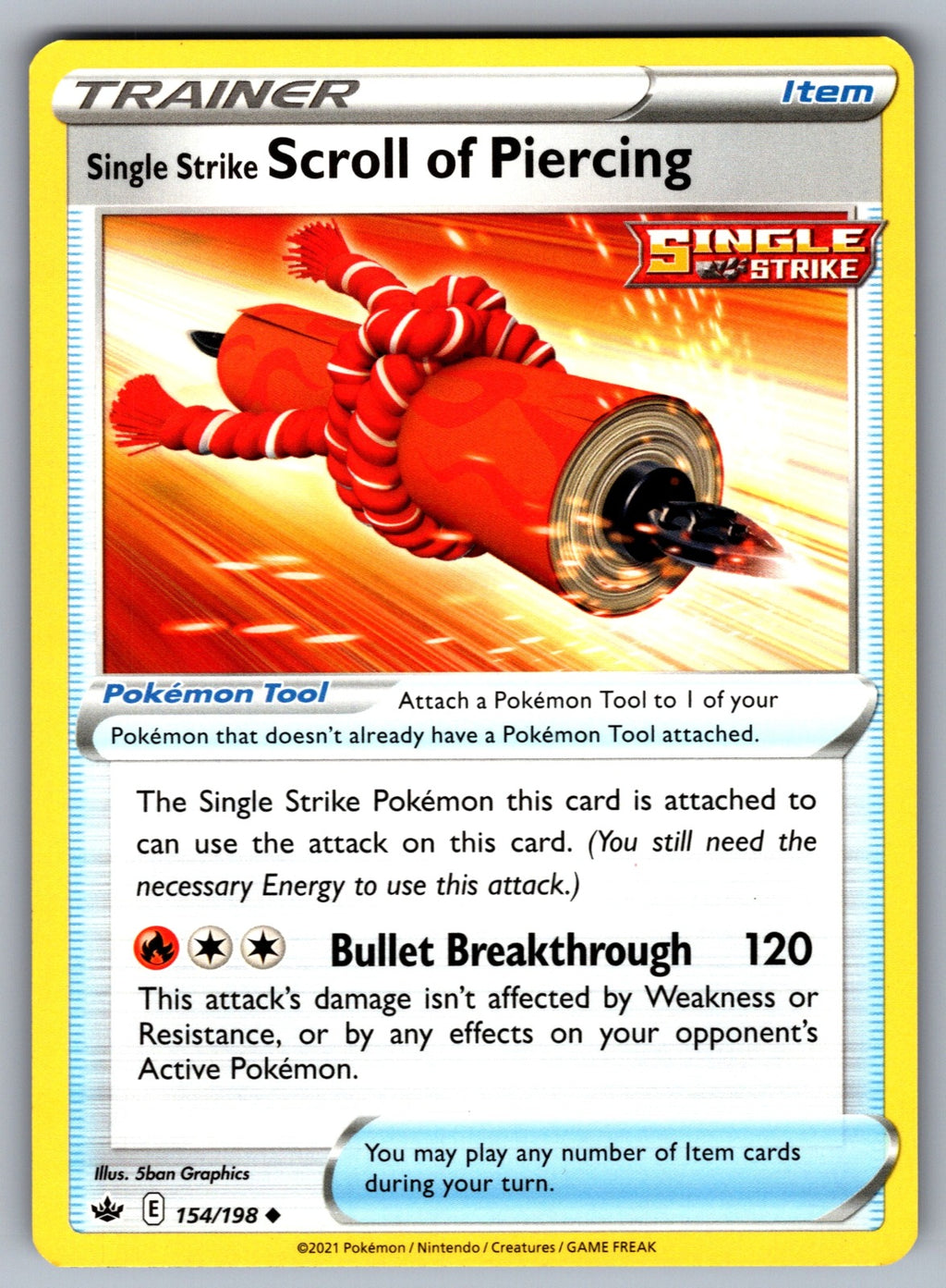 Single Strike Scroll of Piercing Uncommon SWSH06: Chilling Reign 154/198 NM 2021