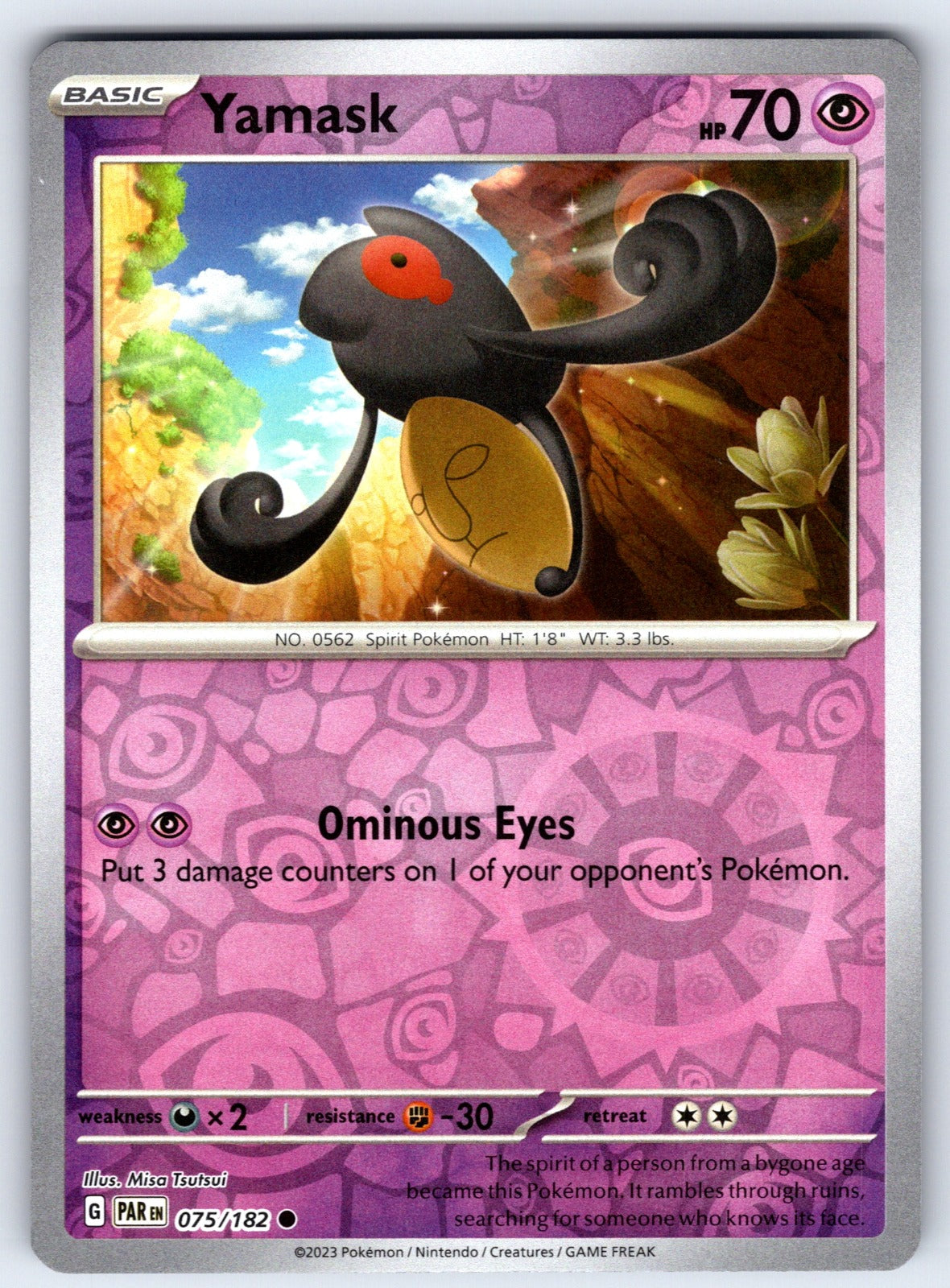 Yamask Reverse Holo Common SV04: Paradox Rift 075/182 NM 2023