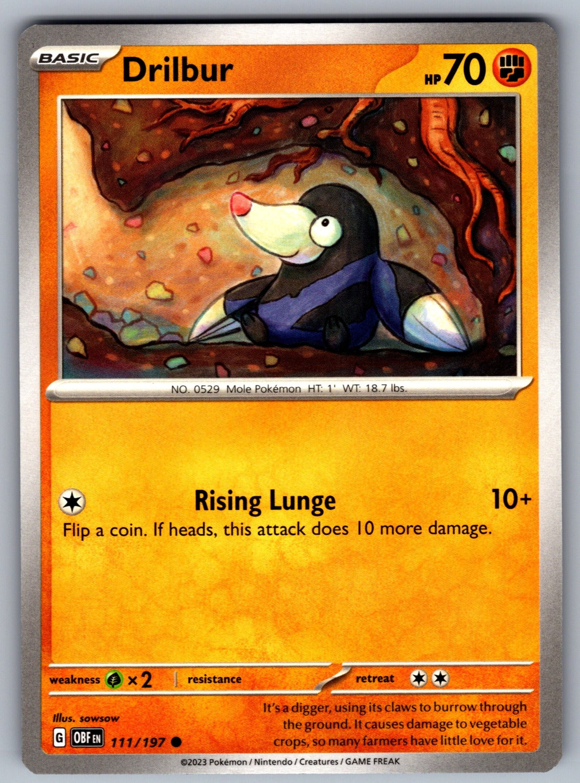 Drilbur Common SV03: Obsidian Flames 111/197 NM 2023