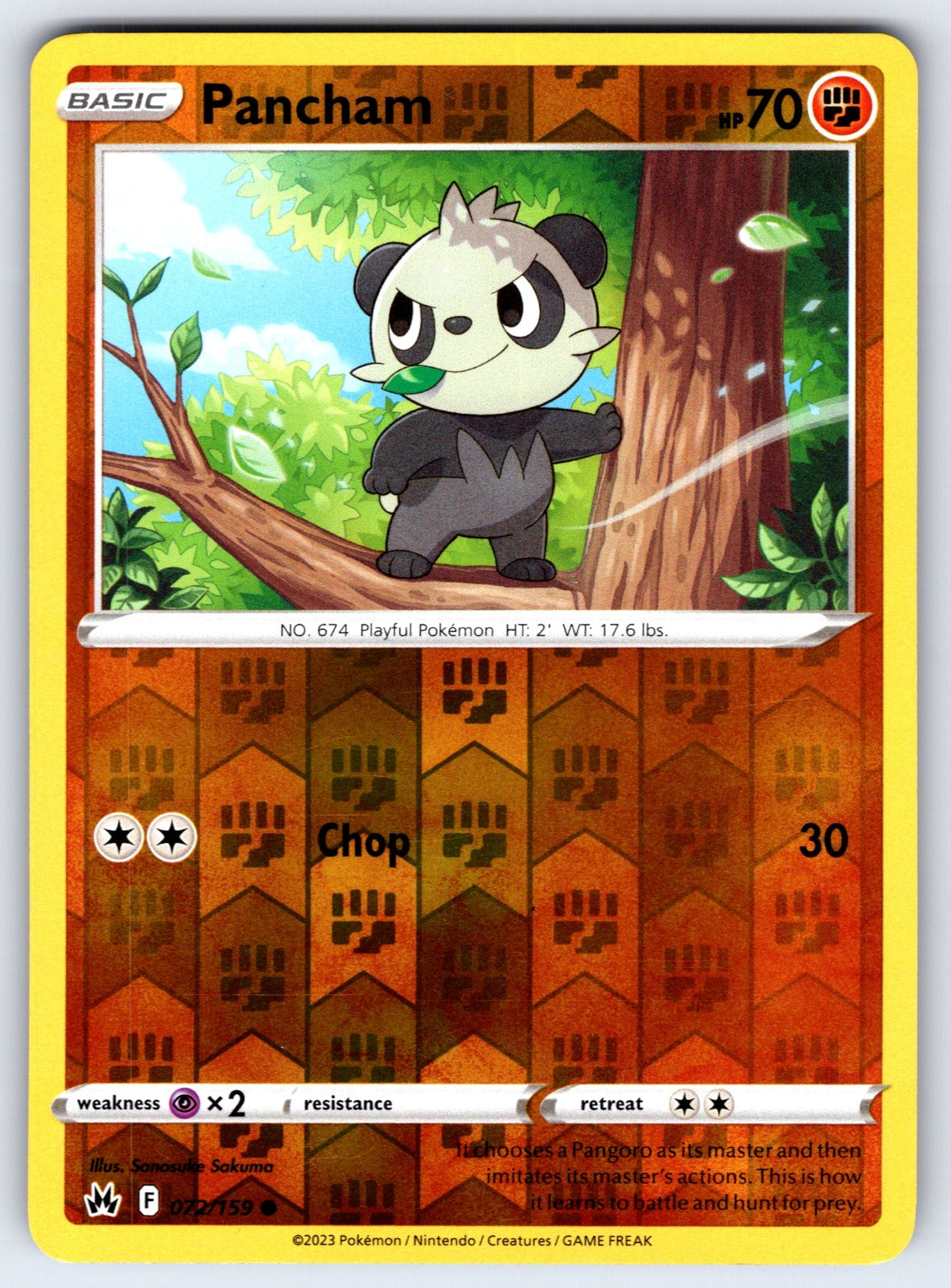 Pancham Reverse Holo Common SWSH: Crown Zenith 072/159 NM 2023