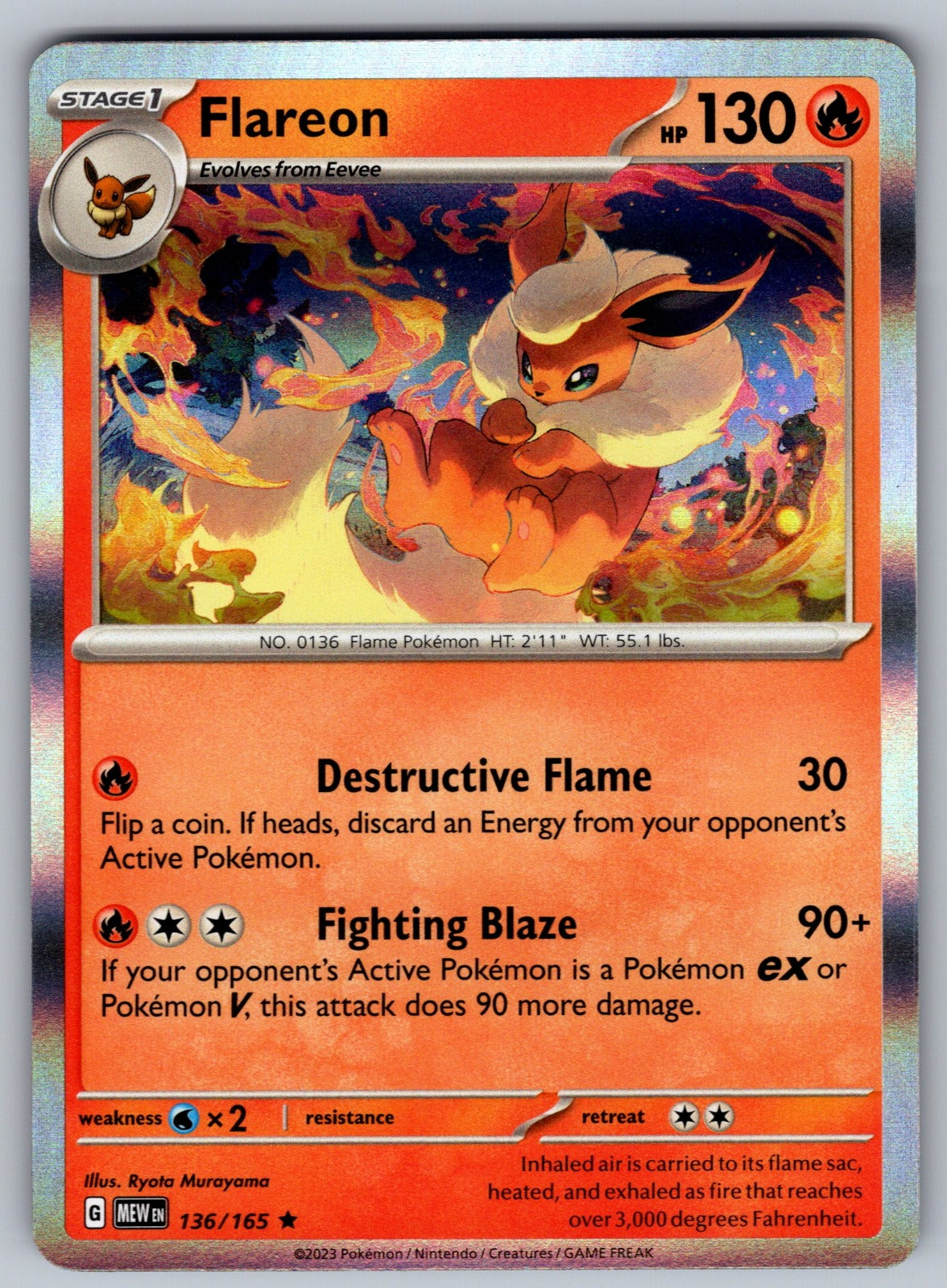 Flareon Holo Rare SV: Scarlet & Violet 151 136/165 NM 2023