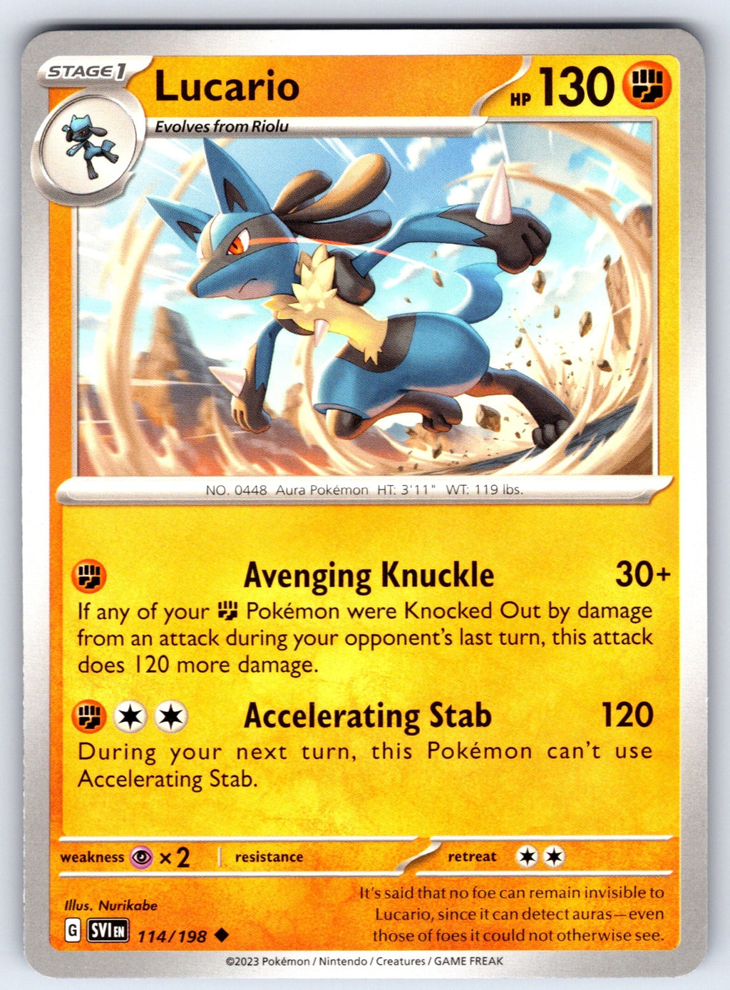 Lucario Uncommon SV01: Scarlet & Violet Base Set 114/198 NM 2023