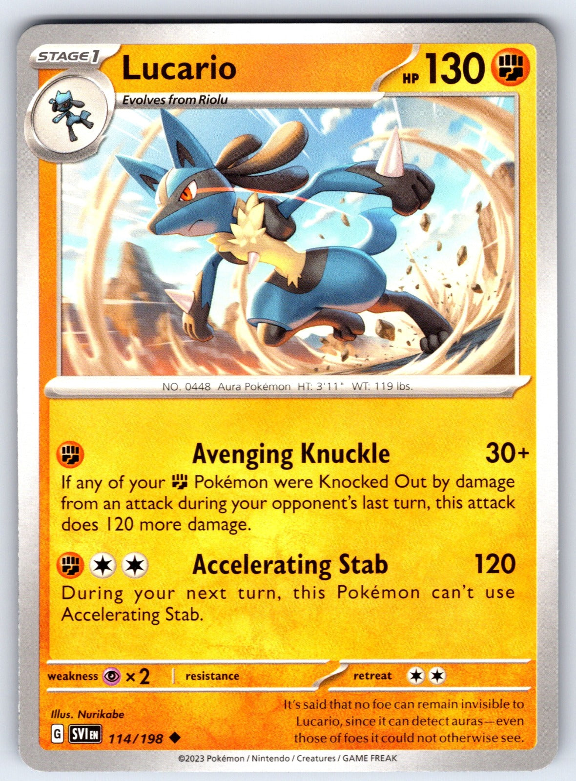 Lucario Uncommon SV01: Scarlet & Violet Base Set 114/198 NM 2023
