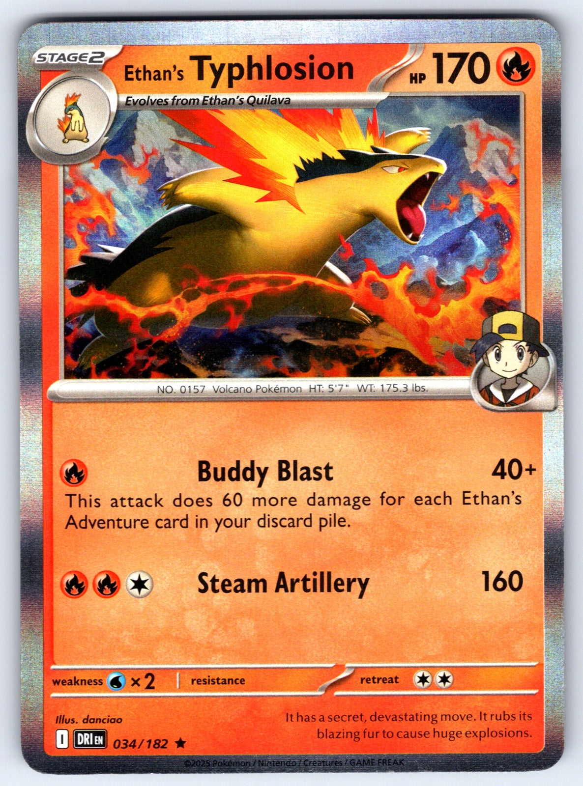 Ethan's Typhlosion Holo Rare SV10: Destined Rivals 034/182 NM 2025