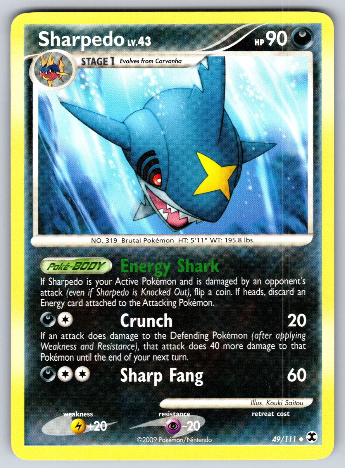 Sharpedo Uncommon Rising Rivals 49/111 LP 2009