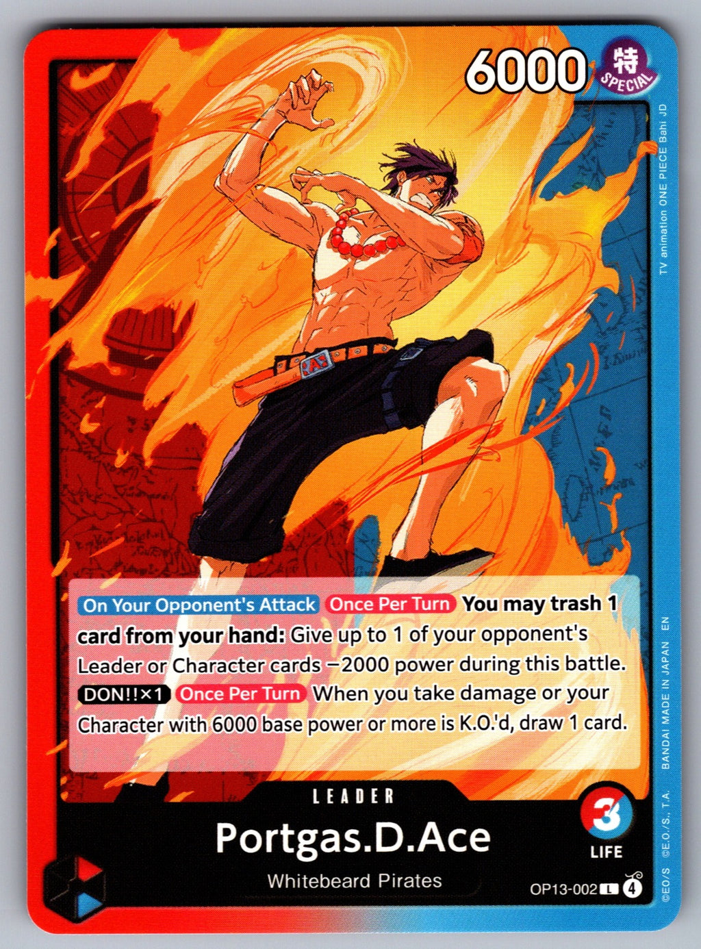 Portgas.D.Ace (002) L Carrying On His Will OP13-002 NM 2025