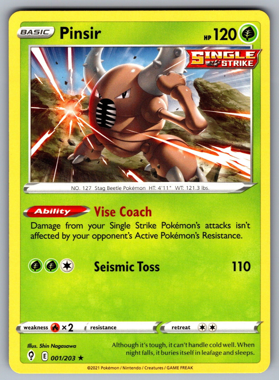 Pinsir Rare SWSH07: Evolving Skies 001/203 NM 2021