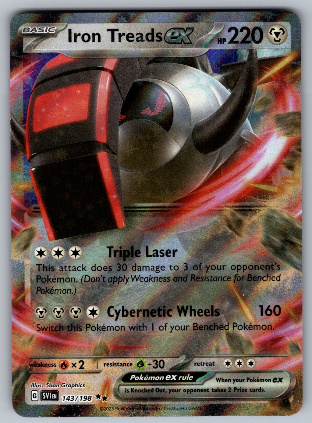 Iron Treads ex Holo Double Rare SV01: Scarlet & Violet Base Set 143/198 NM 2023