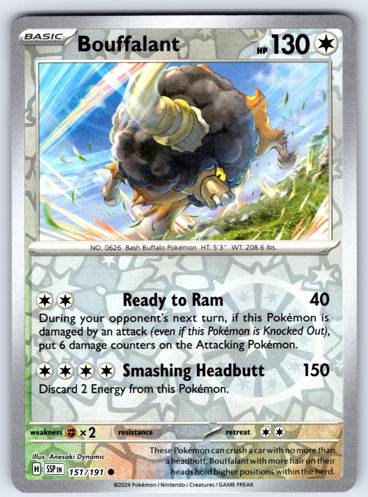 Bouffalant Reverse Holo Common SV08: Surging Sparks 151/191 NM 2024