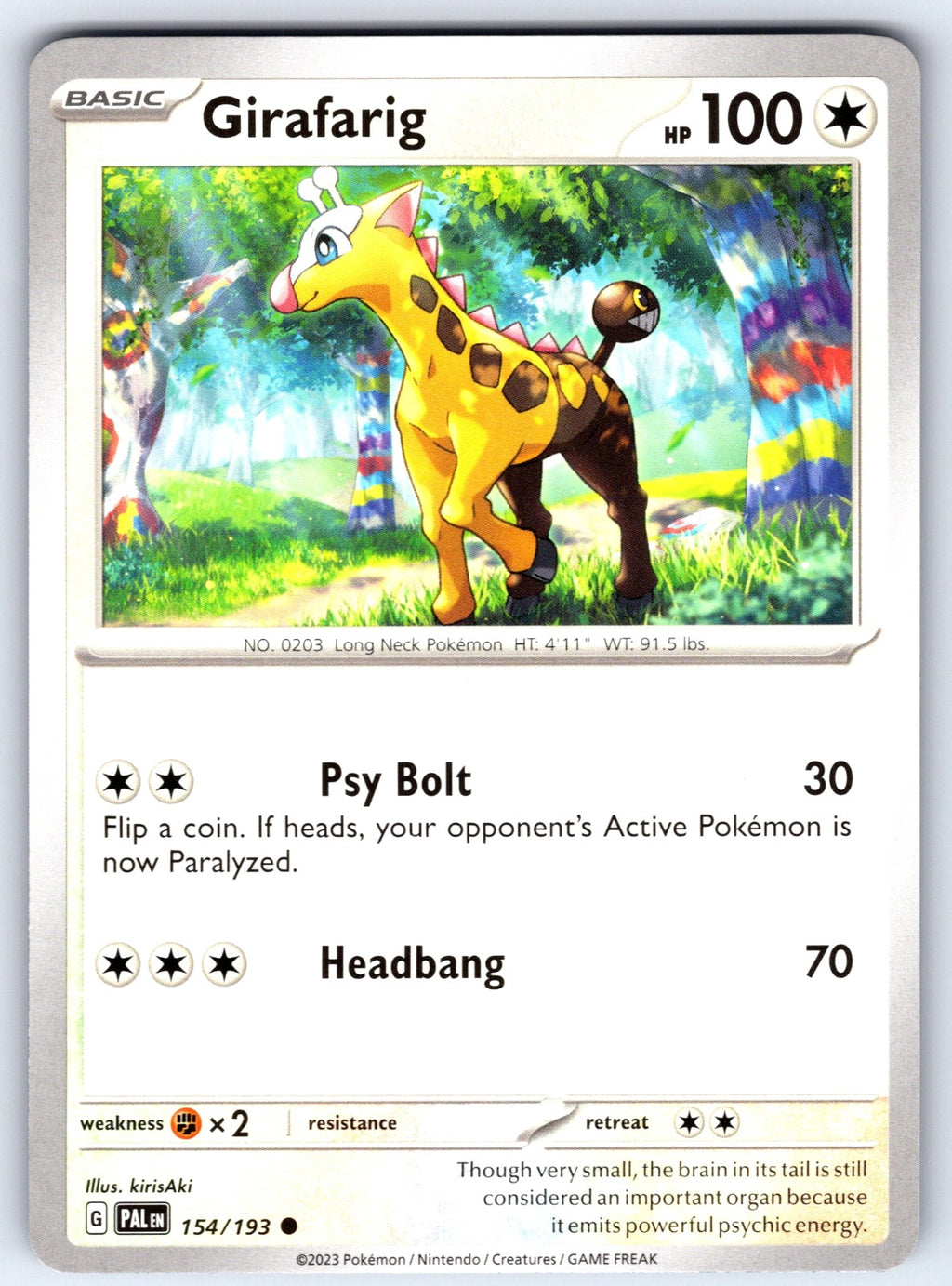 Girafarig Common SV02: Paldea Evolved 154/193 NM 2023
