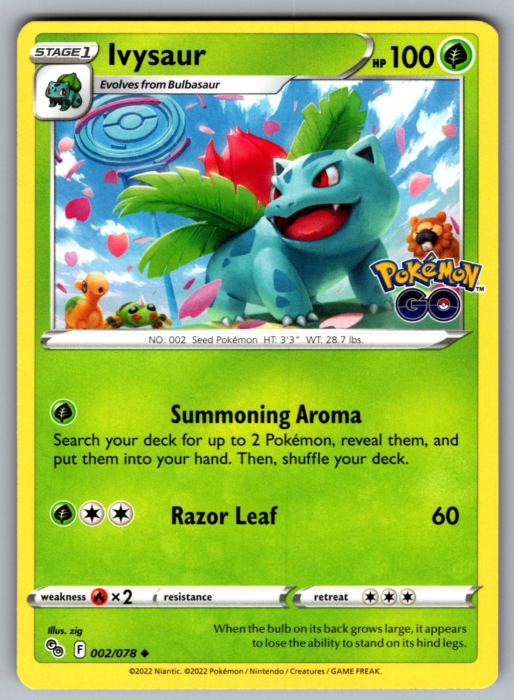 Ivysaur Uncommon Pokemon GO 002/078 NM 2022