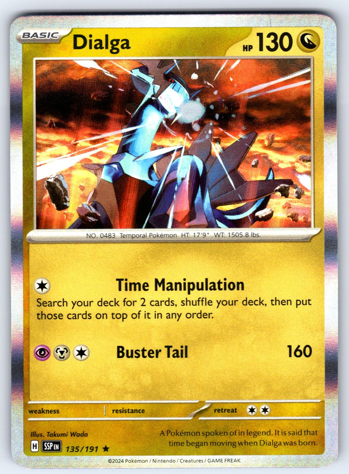 Dialga Holo Rare SV08: Surging Sparks 135/191 NM 2024