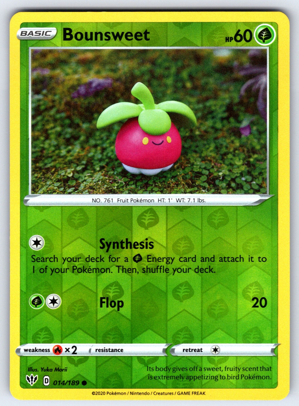 Bounsweet Reverse Holo Common SWSH03: Darkness Ablaze 014/189 NM 2020