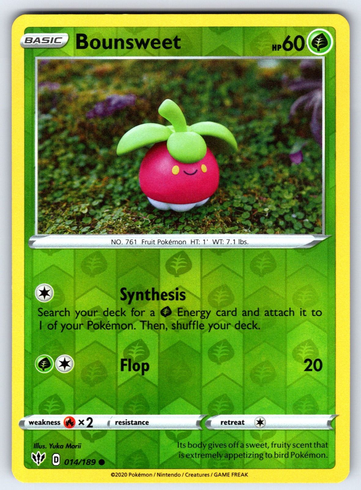 Bounsweet Reverse Holo Common SWSH03: Darkness Ablaze 014/189 NM 2020