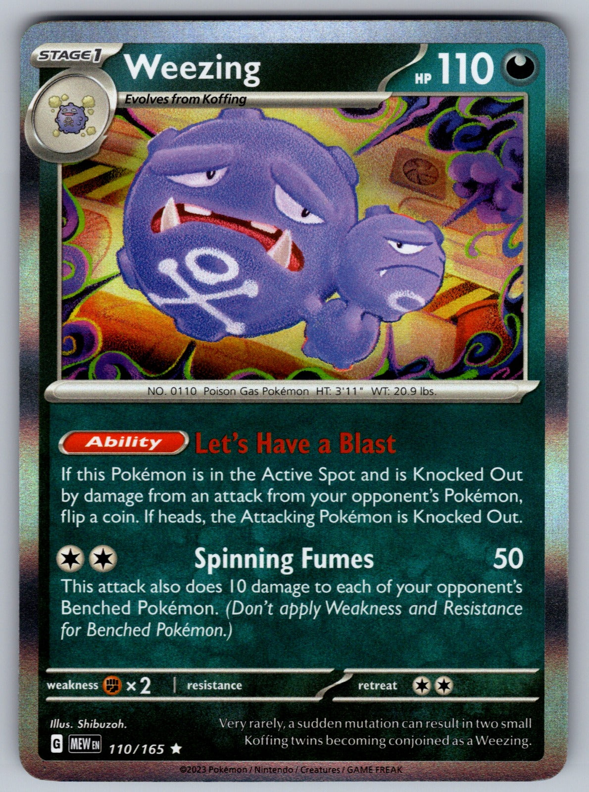Weezing Holo Rare SV: Scarlet & Violet 151 110/165 NM 2023