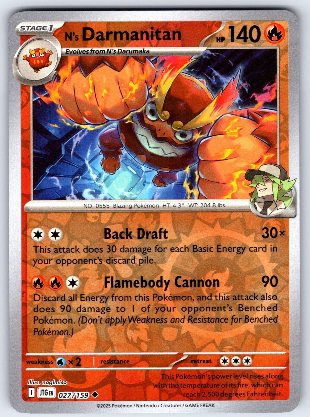 N's Darmanitan Reverse Holo Uncommon ME: Ascended Heroes 033/217 NM 2026