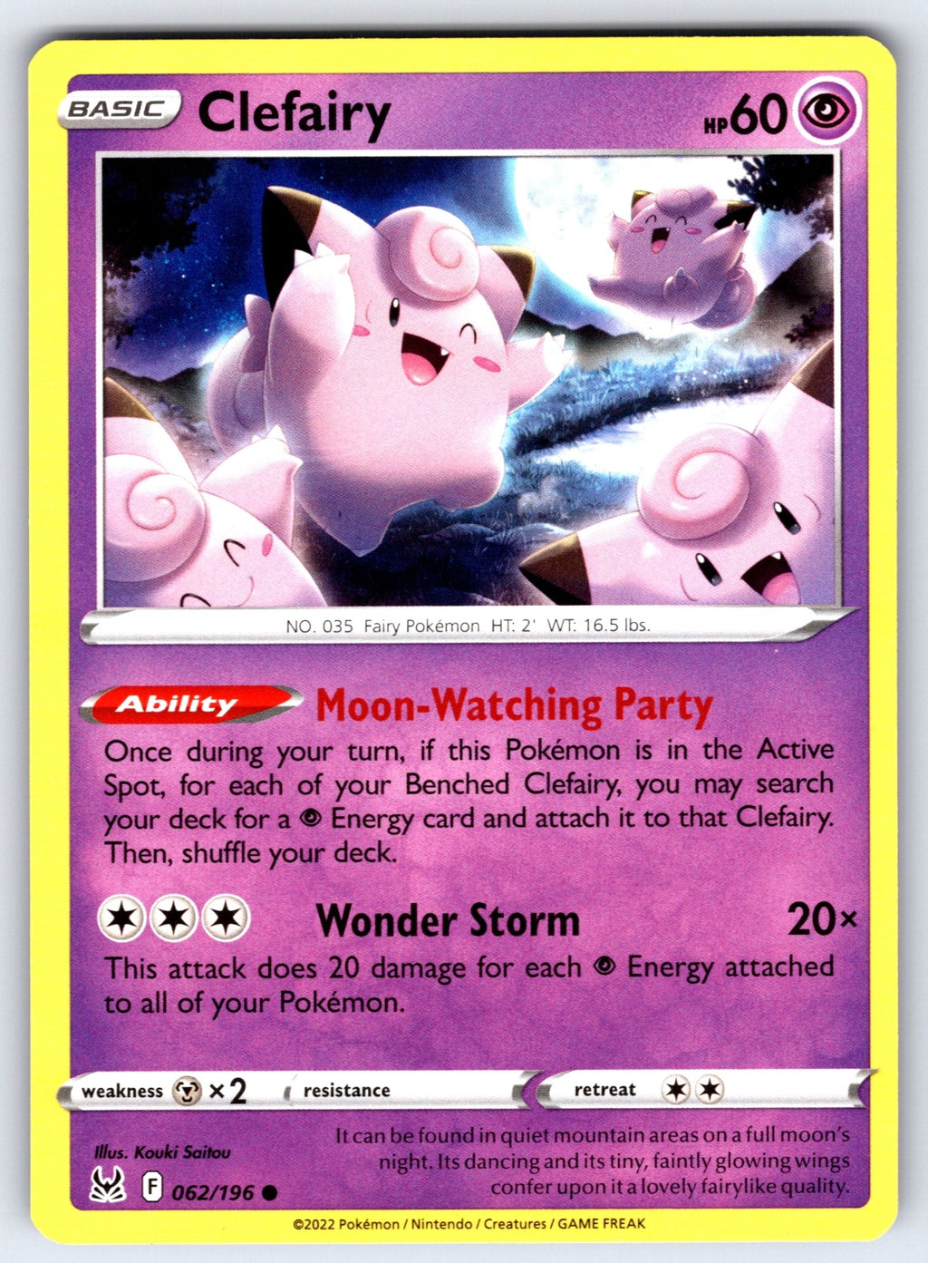 Clefairy Common SWSH11: Lost Origin 062/196 NM 2022