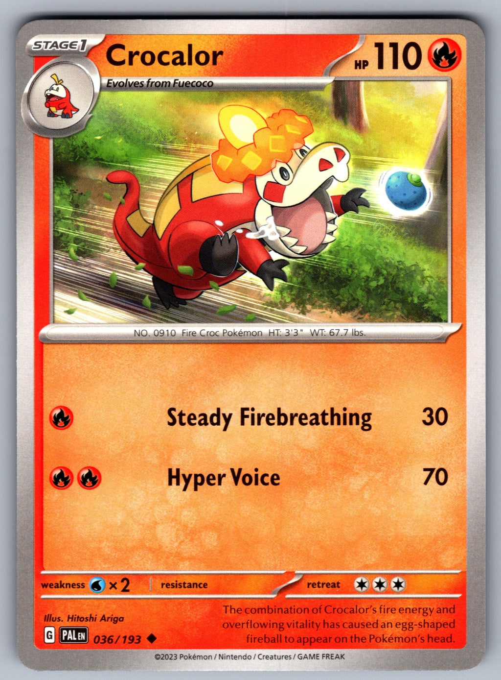 Crocalor Uncommon SV02: Paldea Evolved 036/193 NM 2023