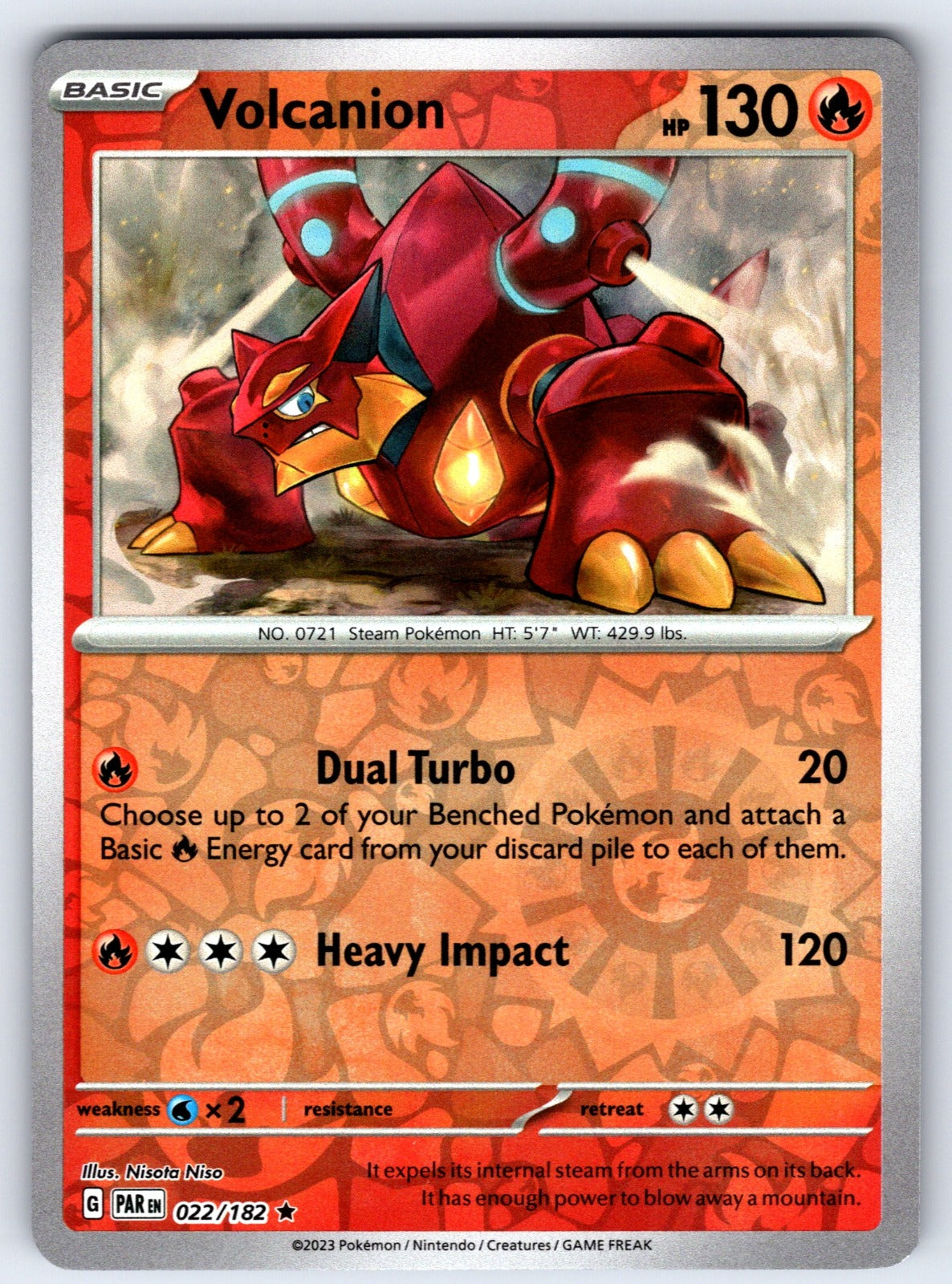 Volcanion Reverse Holo Rare SV04: Paradox Rift 022/182 NM 2023