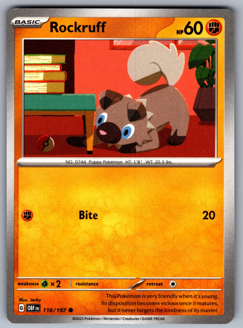Rockruff Common SV03: Obsidian Flames 116/197 NM 2023