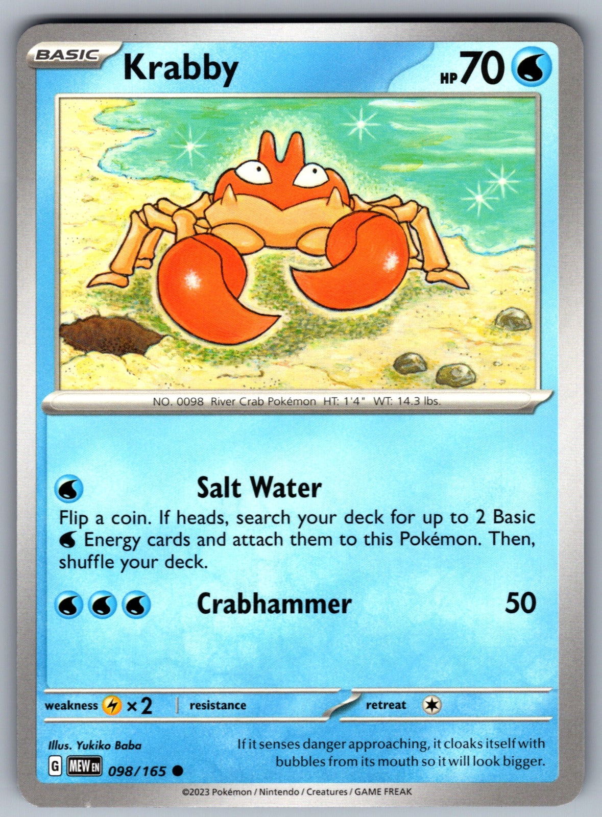 Krabby Common SV: Scarlet & Violet 151 098/165 NM 2023