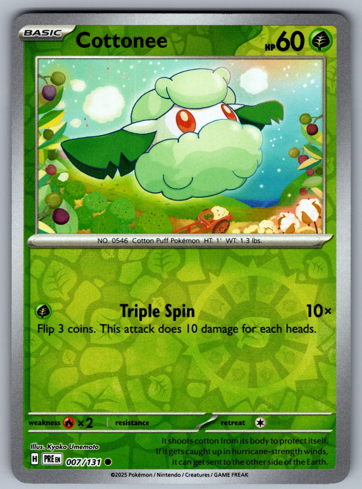 Cottonee Reverse Holo Common SV: Prismatic Evolutions 007/131 NM 2025