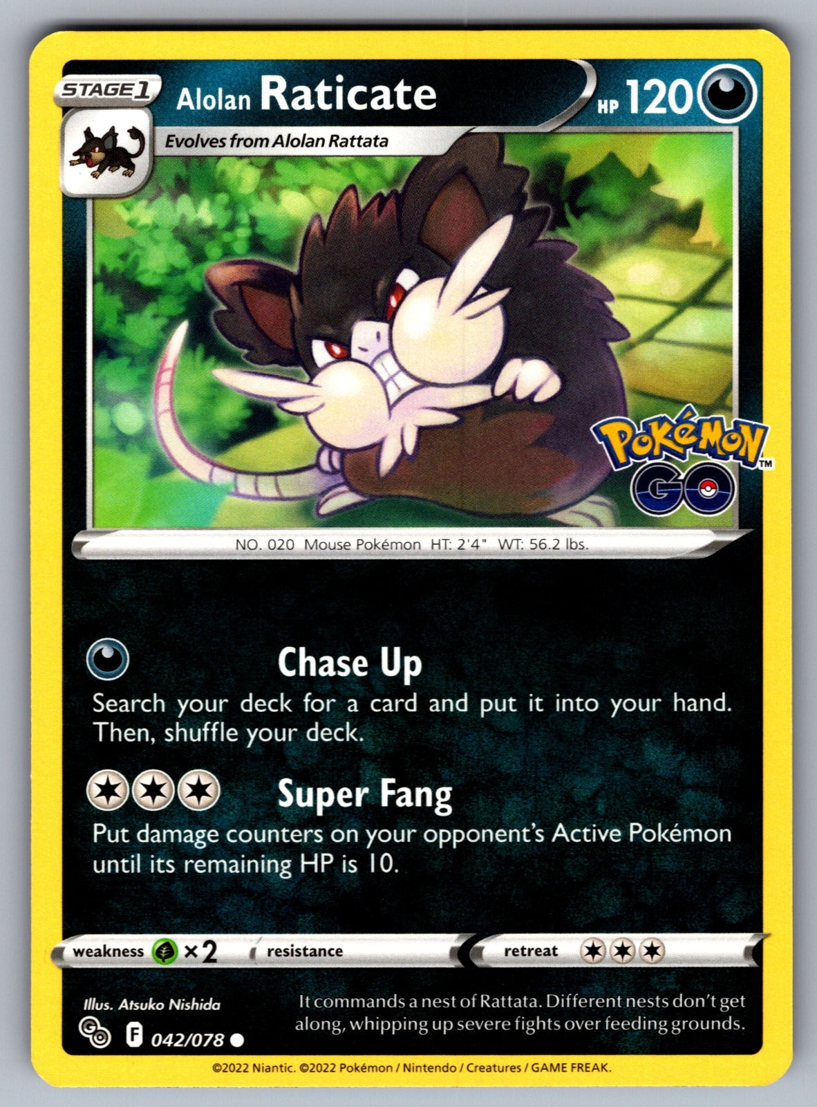 Alolan Raticate Common Pokemon GO 042/078 NM 2022