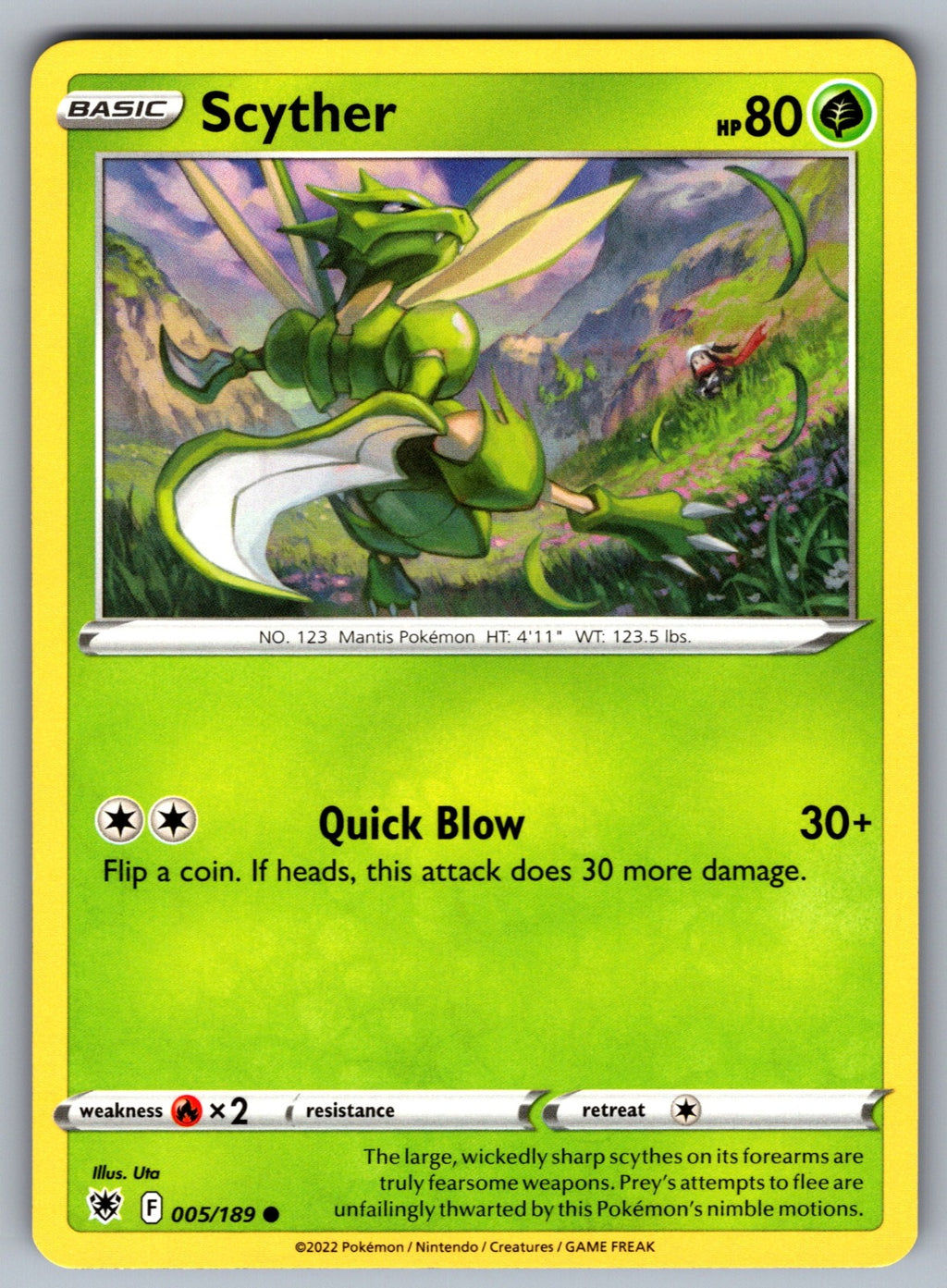 Scyther (005) Common SWSH10: Astral Radiance 005/189 NM 2022