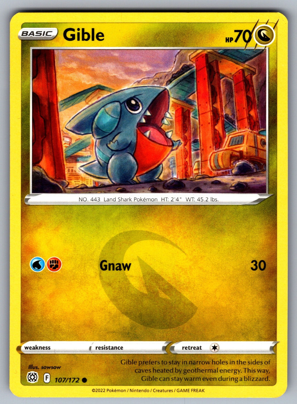 Gible Common SWSH09: Brilliant Stars 107/172 NM 2022