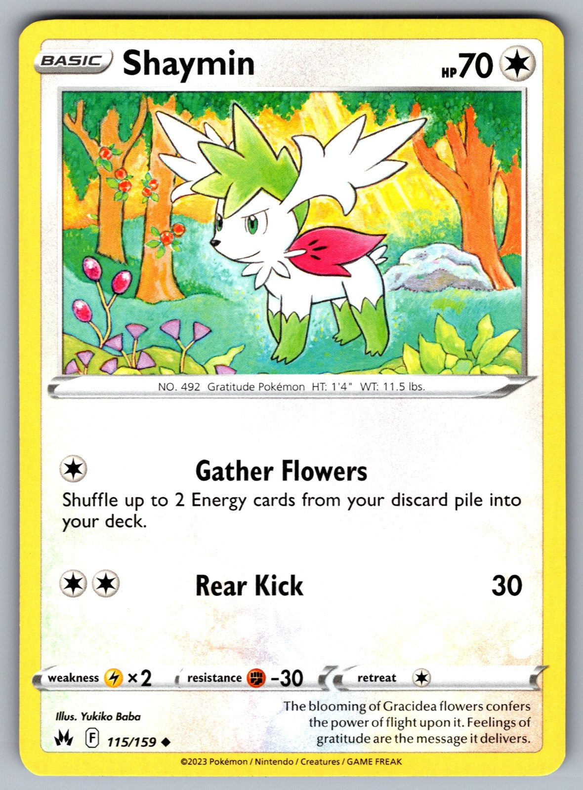 Shaymin Uncommon SWSH: Crown Zenith 115/159 NM 2023