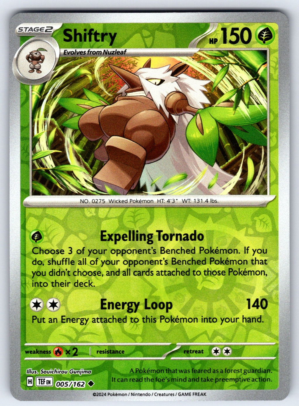 Shiftry Reverse Holo Uncommon SV05: Temporal Forces 005/162 NM 2024
