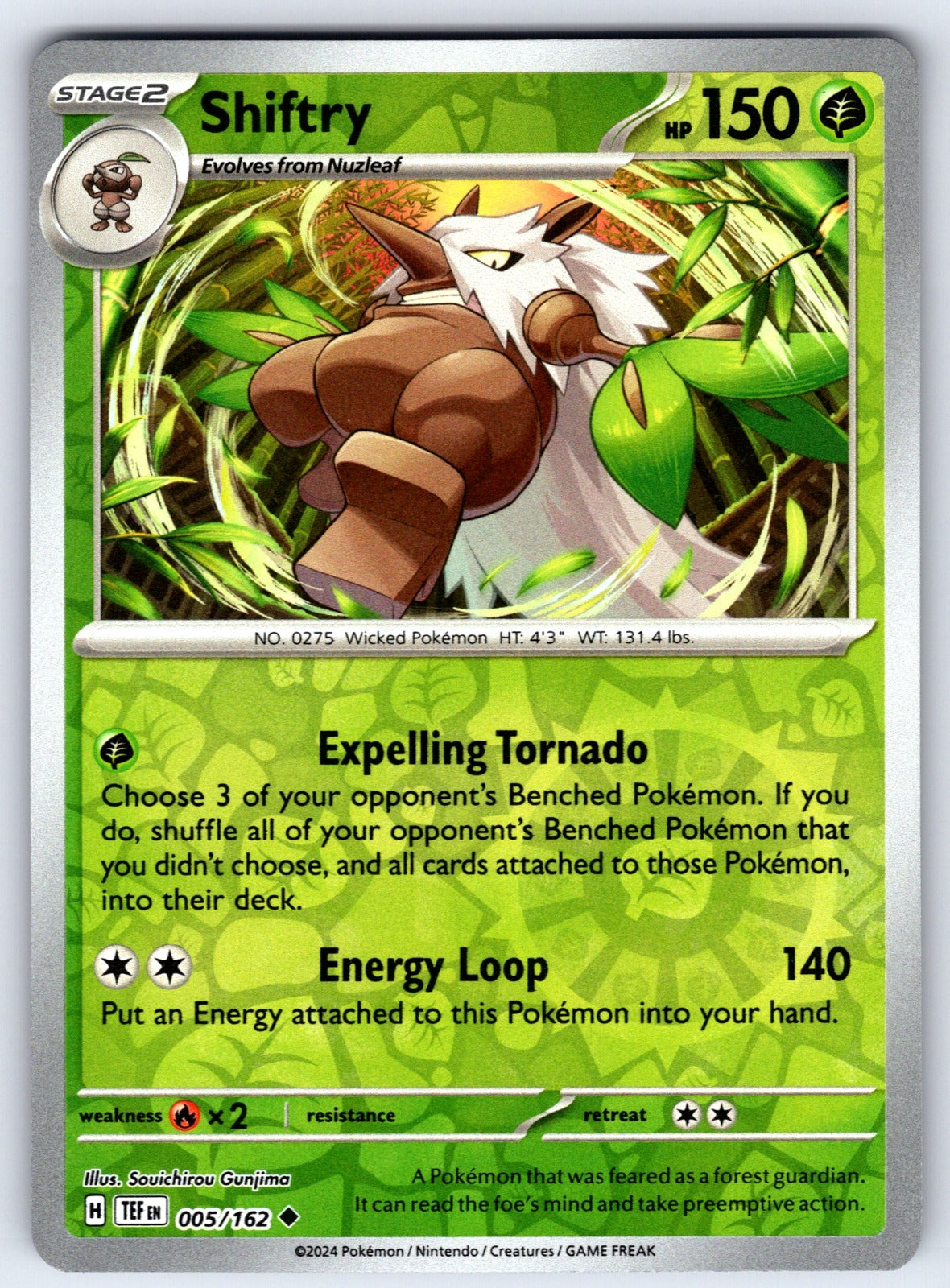 Shiftry Reverse Holo Uncommon SV05: Temporal Forces 005/162 NM 2024