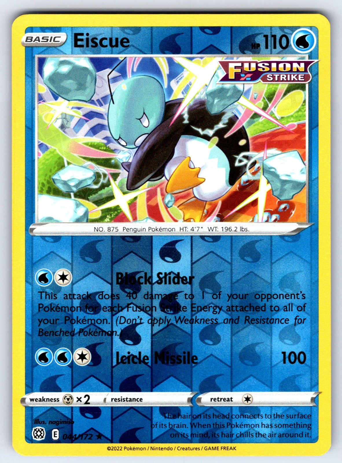 Eiscue Reverse Holo Rare SWSH09: Brilliant Stars 044/172 NM 2022