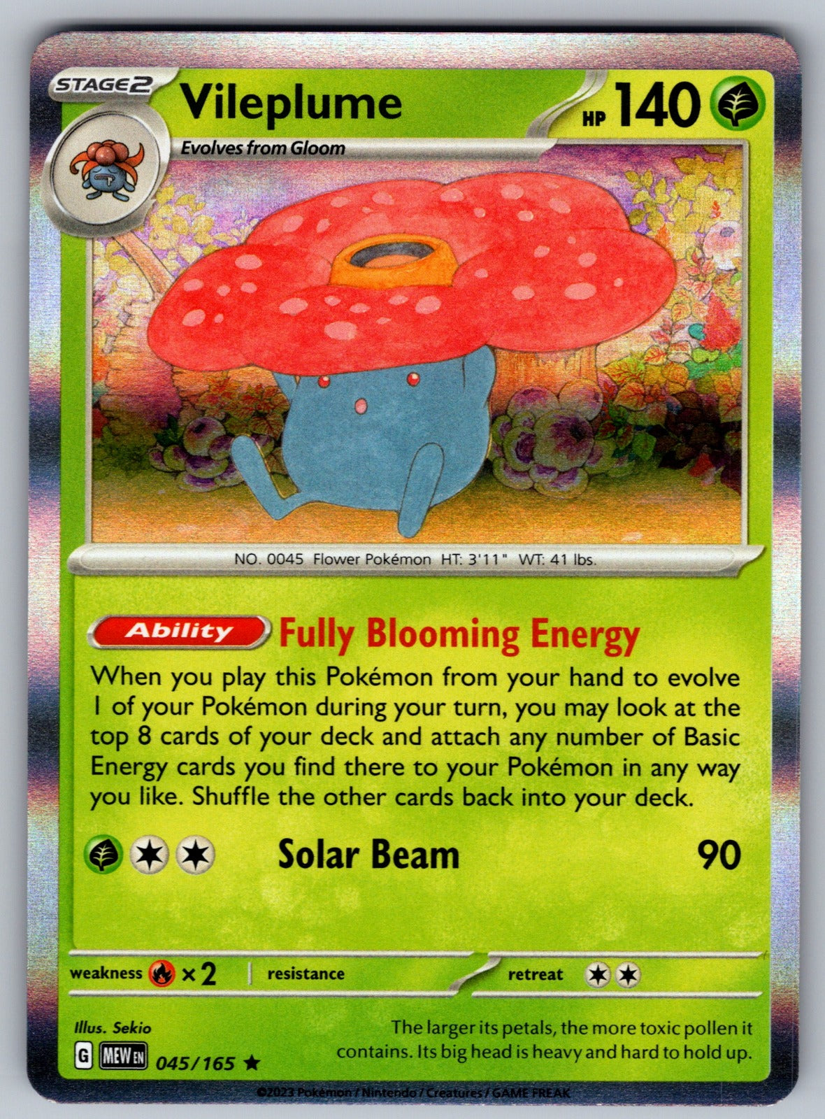 Vileplume Holo Rare SV: Scarlet & Violet 151 045/165 NM 2023