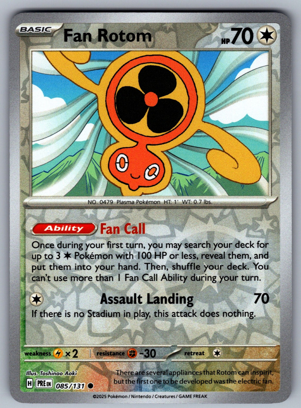 Fan Rotom Reverse Holo Common SV: Prismatic Evolutions 085/131 NM 2025