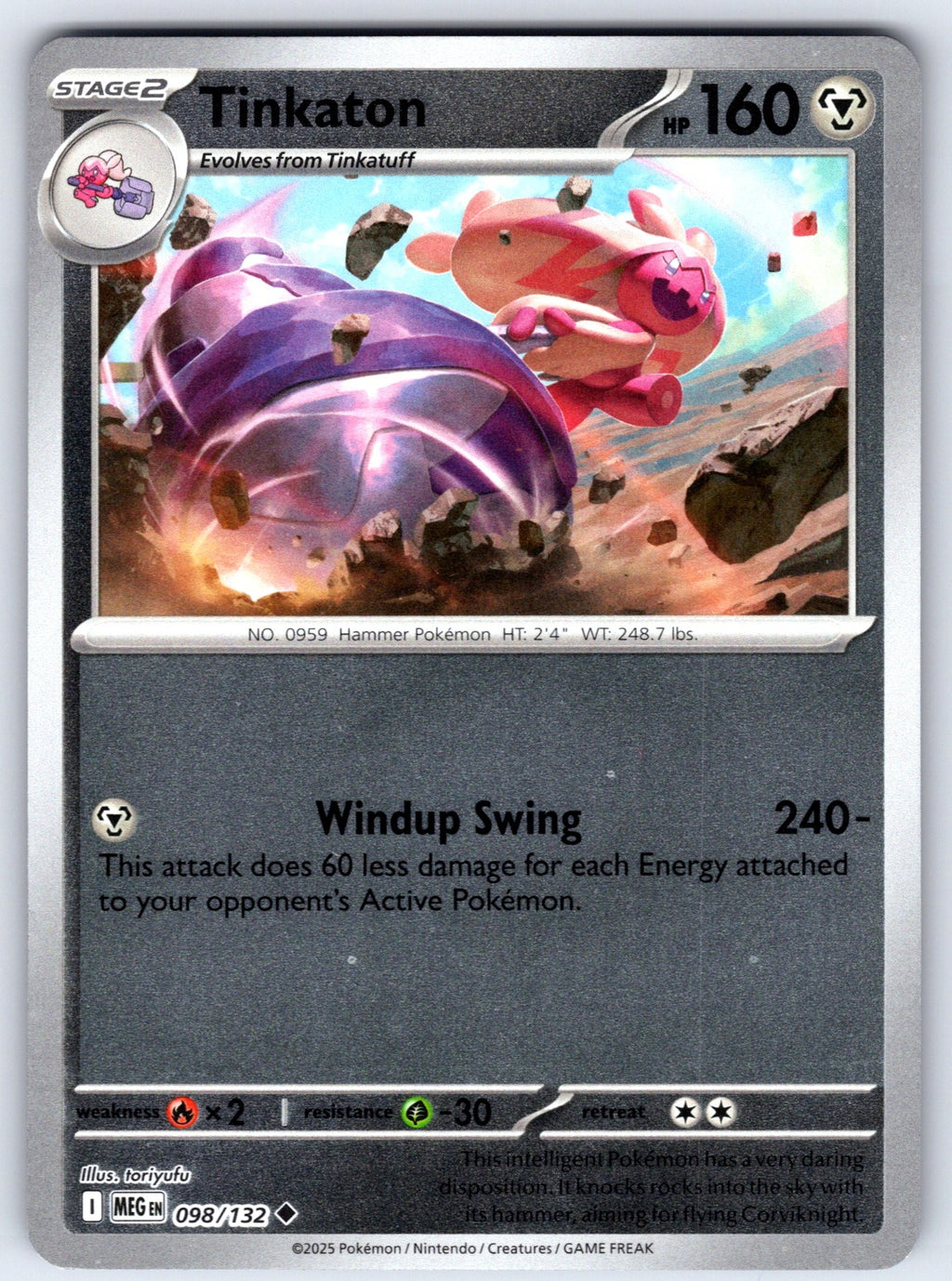Tinkaton Reverse Holo Uncommon ME01: Mega Evolution 098/132 NM 2025