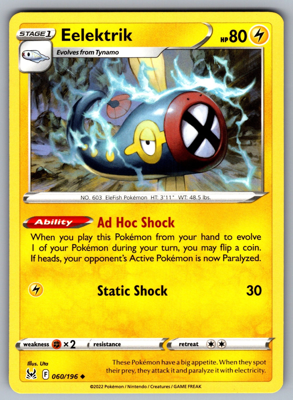 Eelektrik Uncommon SWSH11: Lost Origin 060/196 NM 2022
