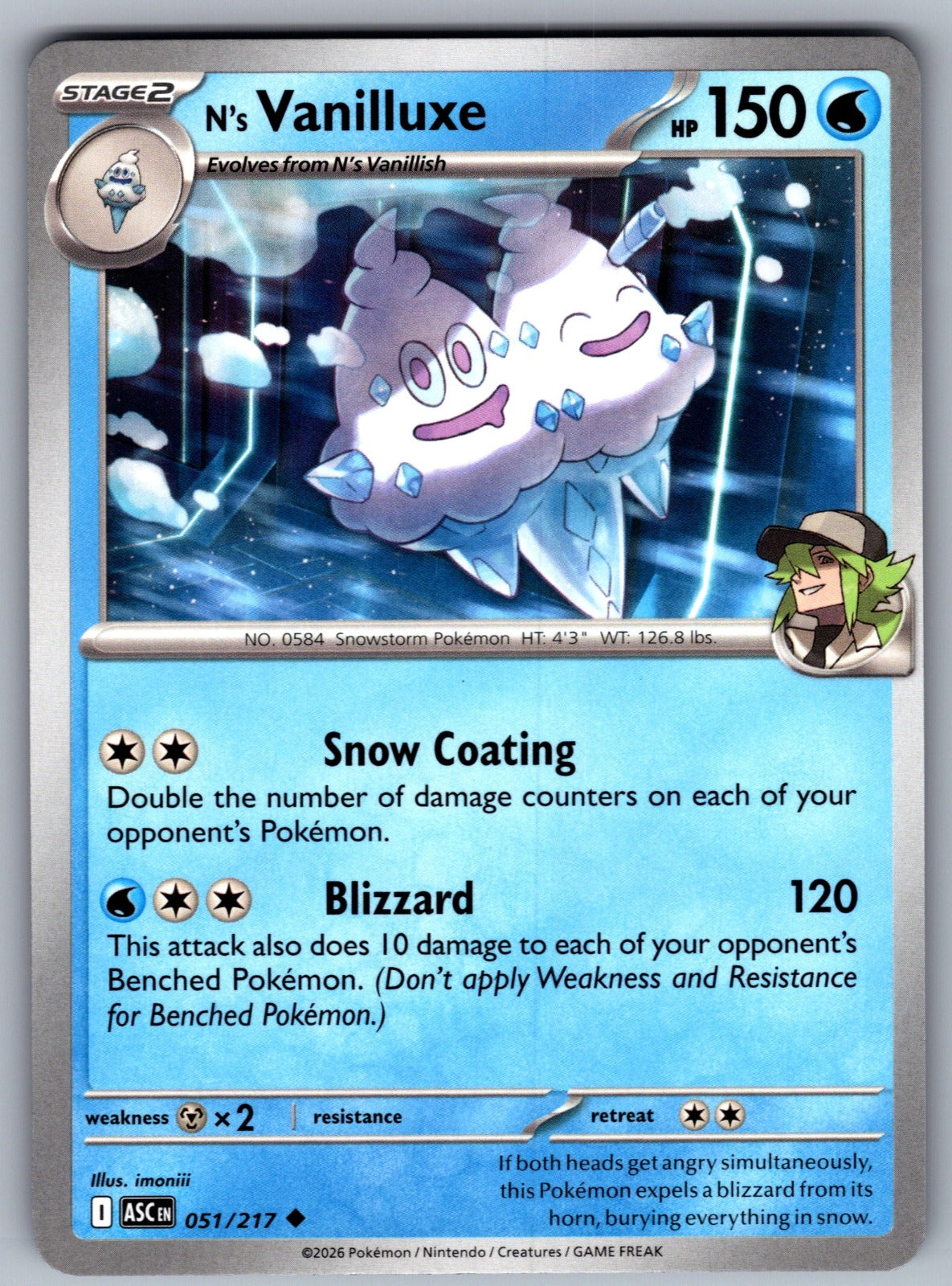 N's Vanilluxe Uncommon ME: Ascended Heroes 051/217 NM 2026
