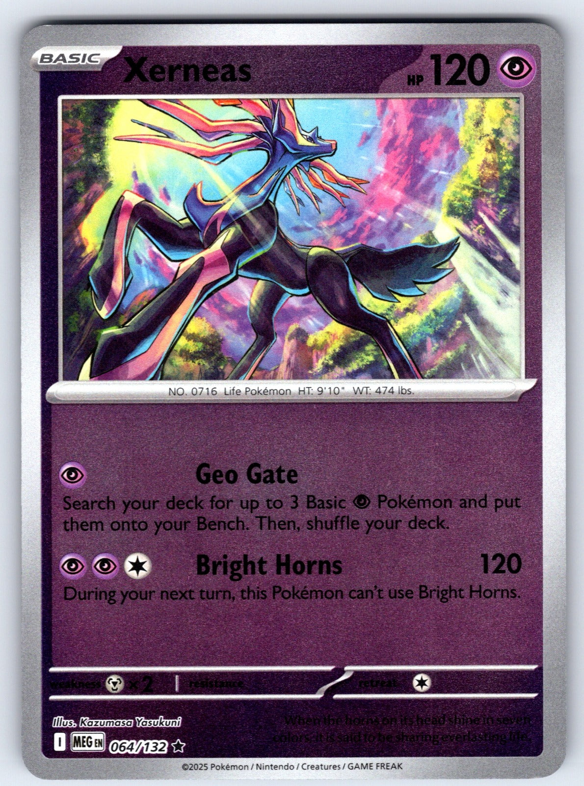 Xerneas Reverse Holo Rare ME01: Mega Evolution 064/132 NM 2025