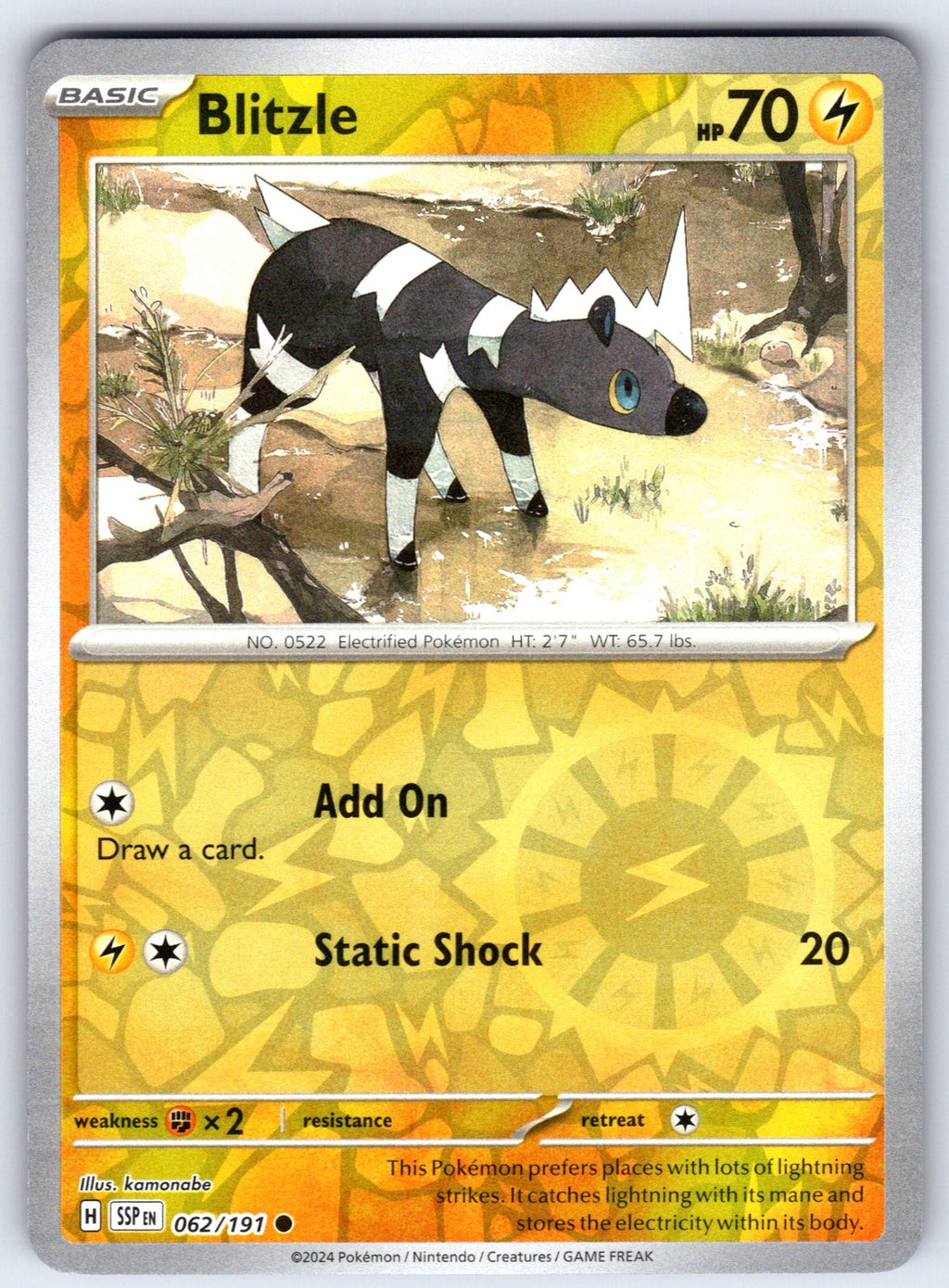 Blitzle Reverse Holo Common SV08: Surging Sparks 062/191 NM 2024