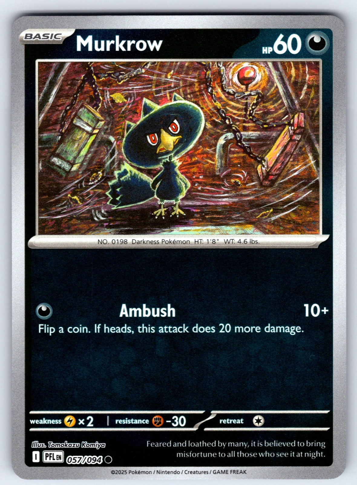 Murkrow Reverse Holo Common ME02: Phantasmal Flames 057/094 NM 2025