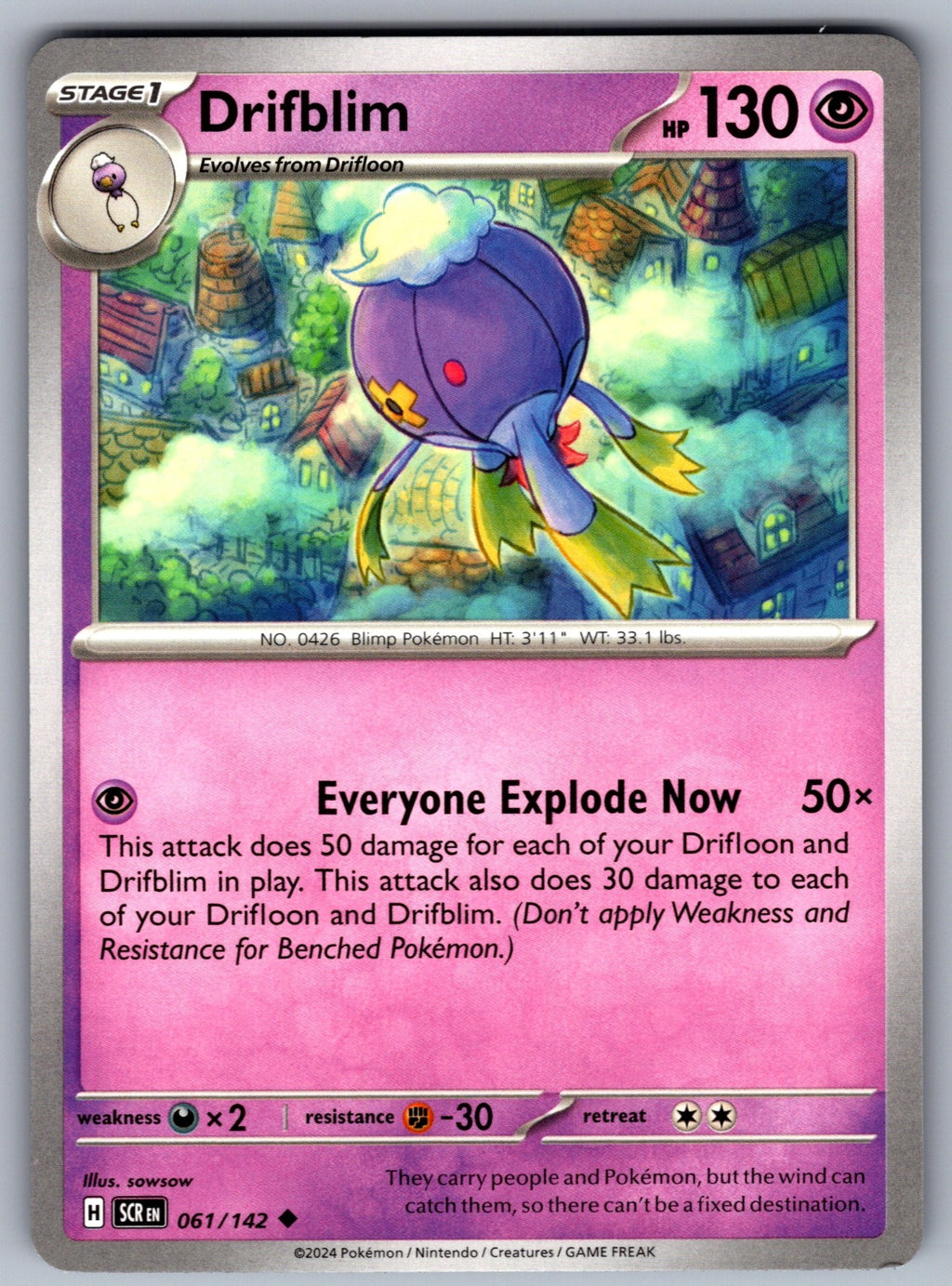 Drifblim Uncommon SV07: Stellar Crown 061/142 NM 2024