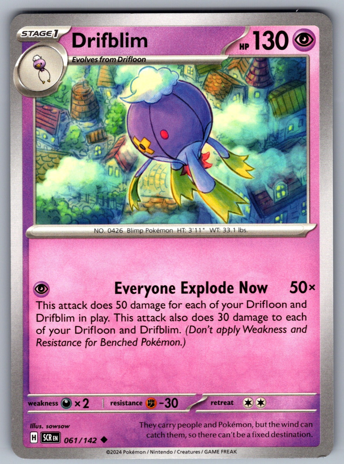Drifblim Uncommon SV07: Stellar Crown 061/142 NM 2024